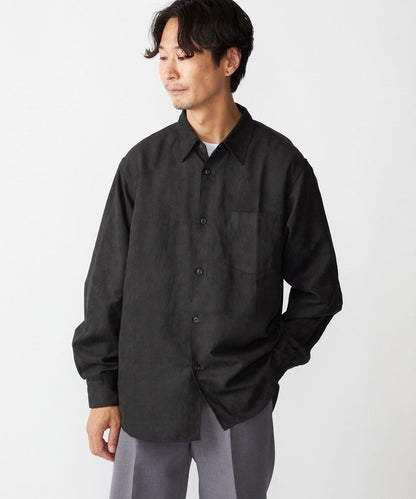 BENCH MARKING SHIRT: レギュラーカラー ポリエステル フェイクスエード シャツ