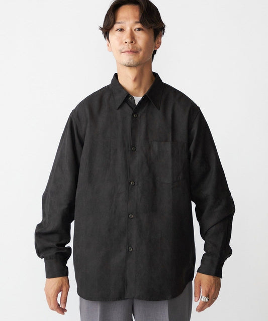 BENCH MARKING SHIRT: レギュラーカラー ポリエステル フェイクスエード シャツ