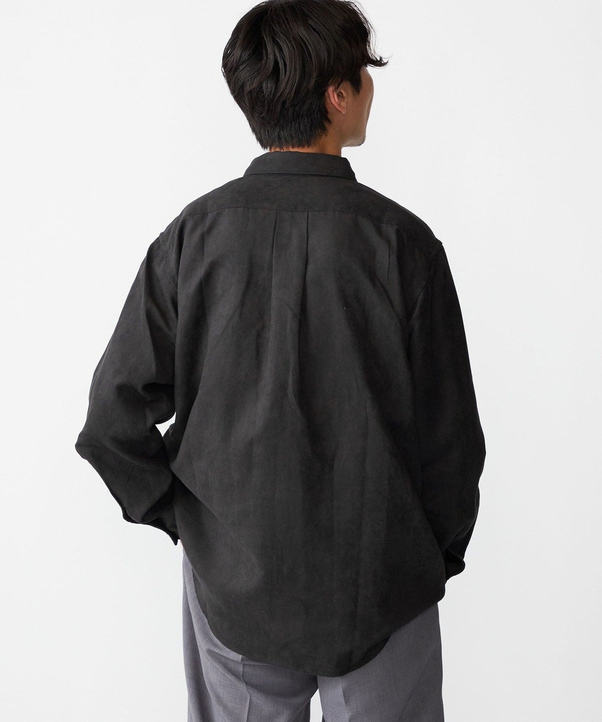 BENCH MARKING SHIRT: レギュラーカラー ポリエステル フェイクスエード シャツ