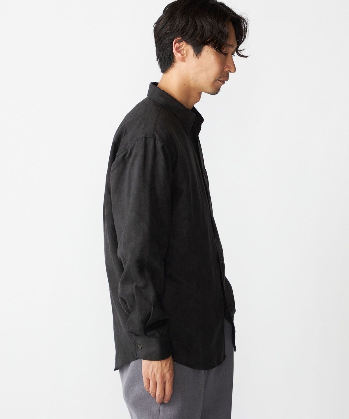 BENCH MARKING SHIRT: レギュラーカラー ポリエステル フェイクスエード シャツ