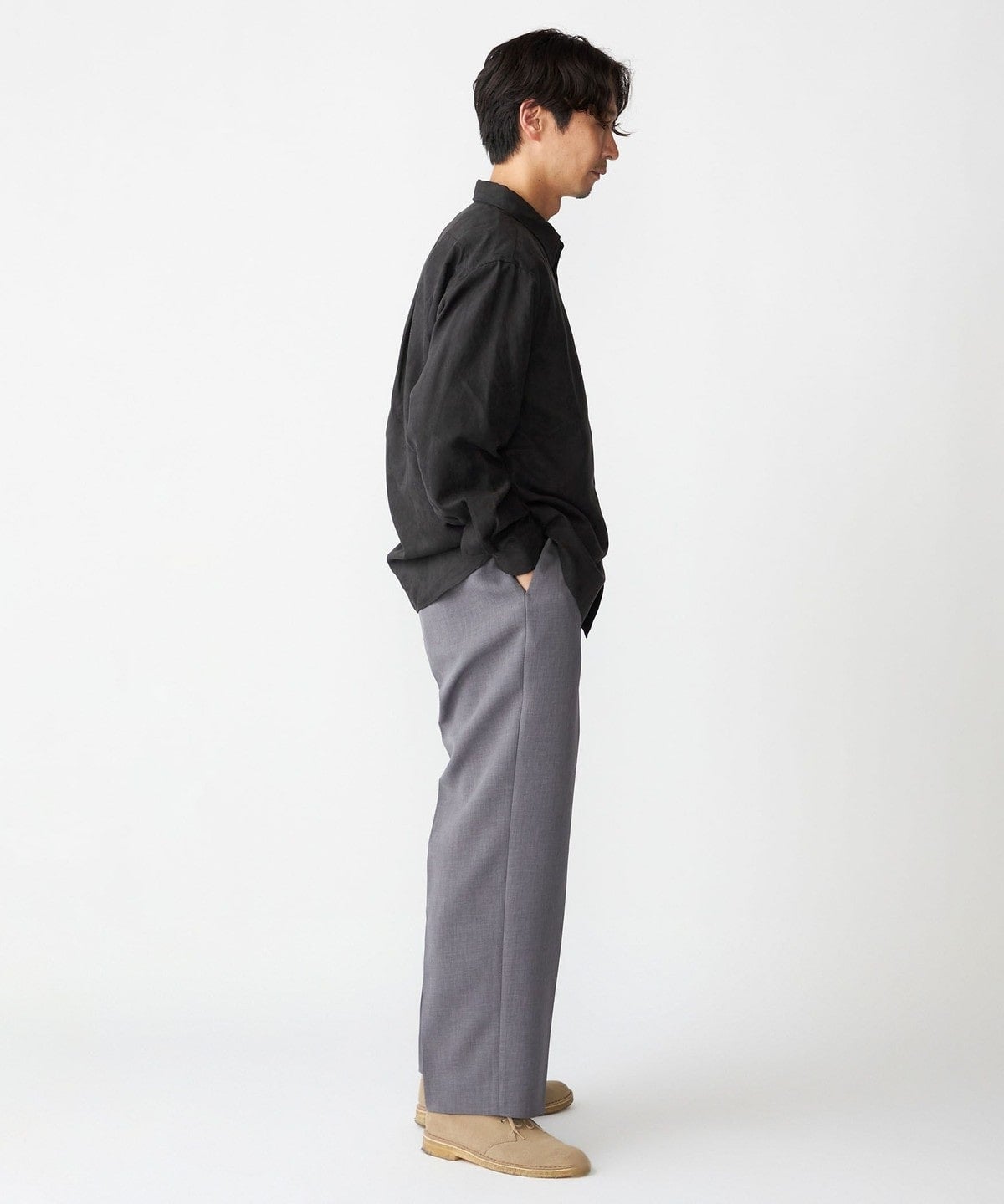 BENCH MARKING SHIRT: レギュラーカラー ポリエステル フェイクスエード シャツ
