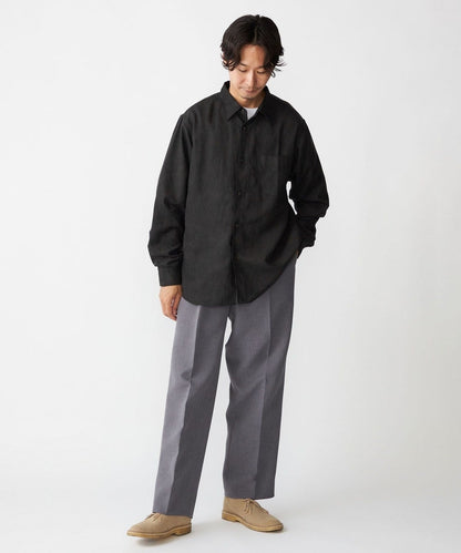BENCH MARKING SHIRT: レギュラーカラー ポリエステル フェイクスエード シャツ