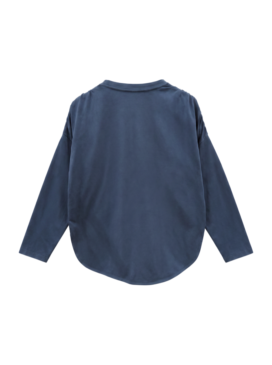 〈洗濯機可能〉ショルダー ギャザー ラウンド へム ロング スリーブ TEE