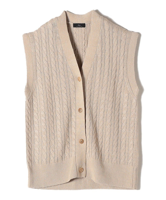 Primary Navy Label:シルクリネンケーブルベスト