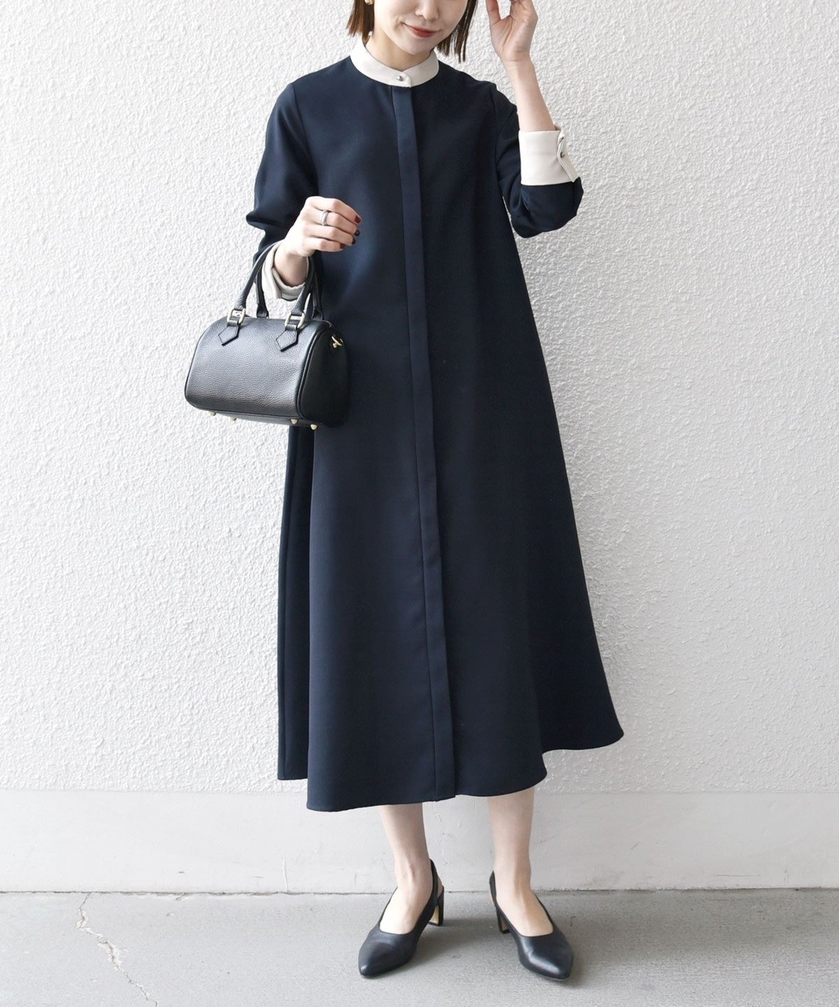 SHIPS any: ダブルクロス Aライン シャツワンピース［NAVY BLUE