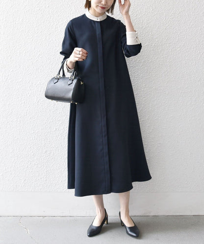 SHIPS any: ダブルクロス Aライン シャツワンピース［NAVY BLUE］