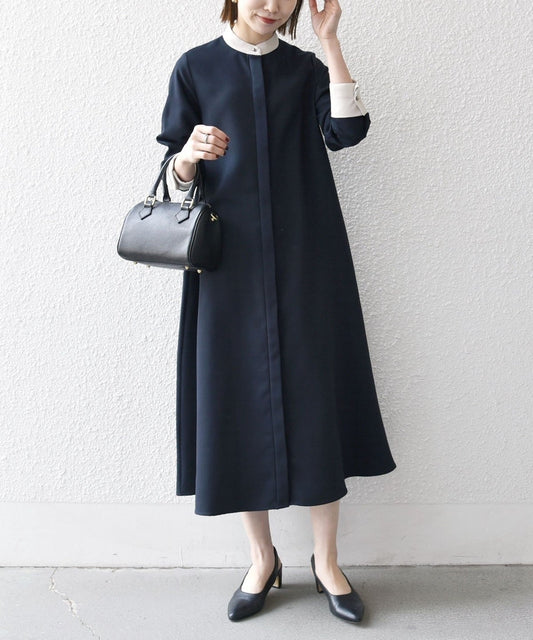 SHIPS any: ダブルクロス Aライン シャツワンピース［NAVY BLUE］
