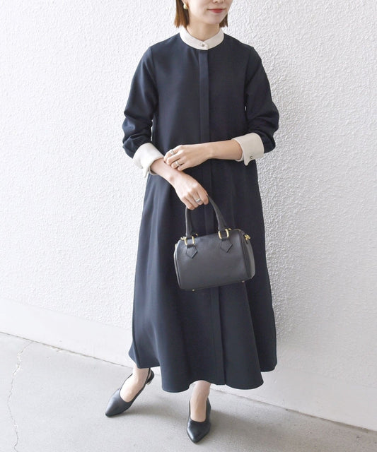 SHIPS any: ダブルクロス Aライン シャツワンピース［NAVY BLUE］