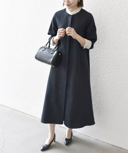 SHIPS any: ダブルクロス Aライン シャツワンピース［NAVY BLUE］