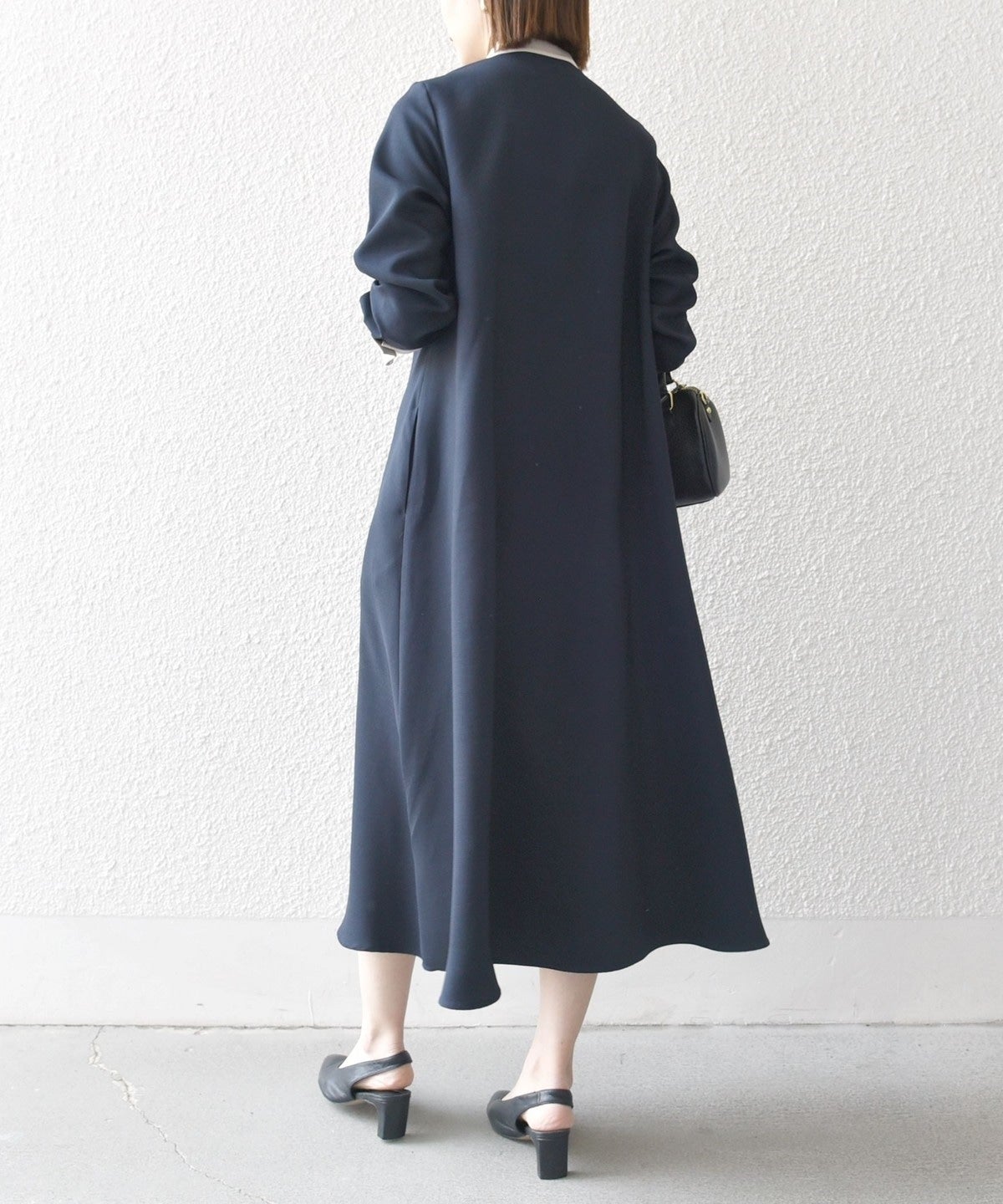 SHIPS any　ダブルクロス シャツワンピース SHIPS any: ダブルクロス Aライン シャツワンピース［NAVY BLUE