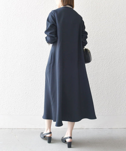 SHIPS any: ダブルクロス Aライン シャツワンピース［NAVY BLUE］