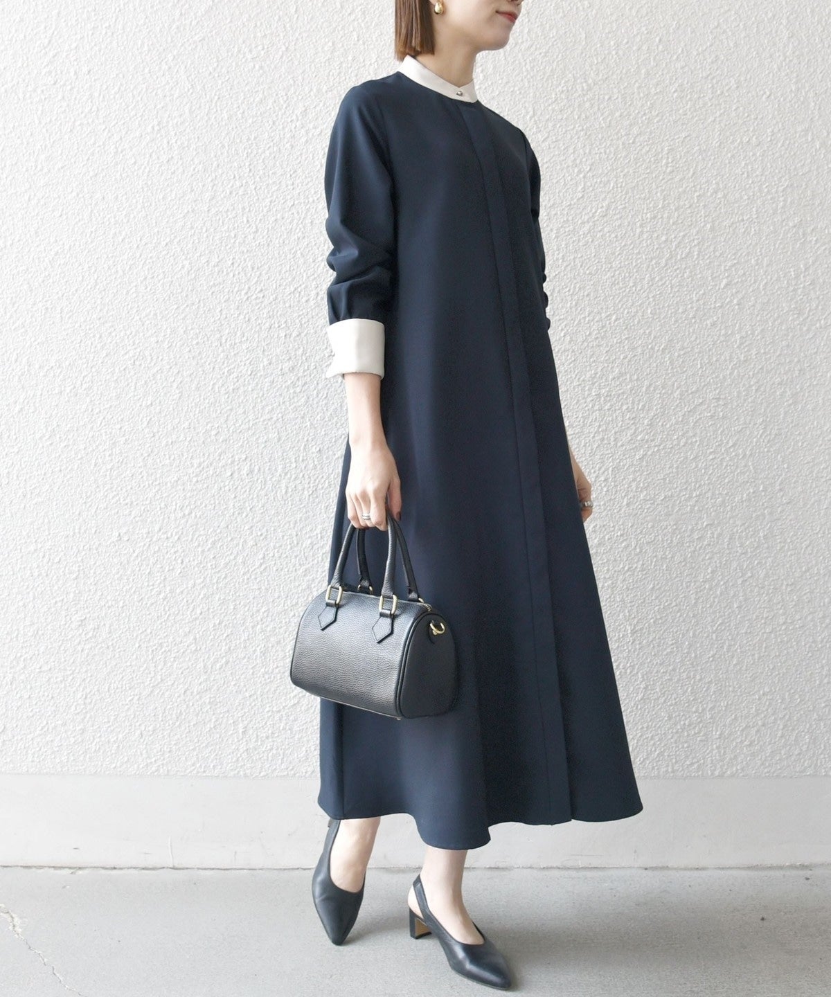 SHIPS any: ダブルクロス Aライン シャツワンピース［NAVY BLUE］