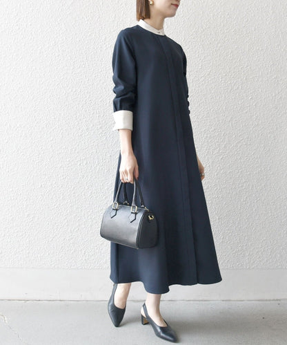 SHIPS any: ダブルクロス Aライン シャツワンピース［NAVY BLUE］
