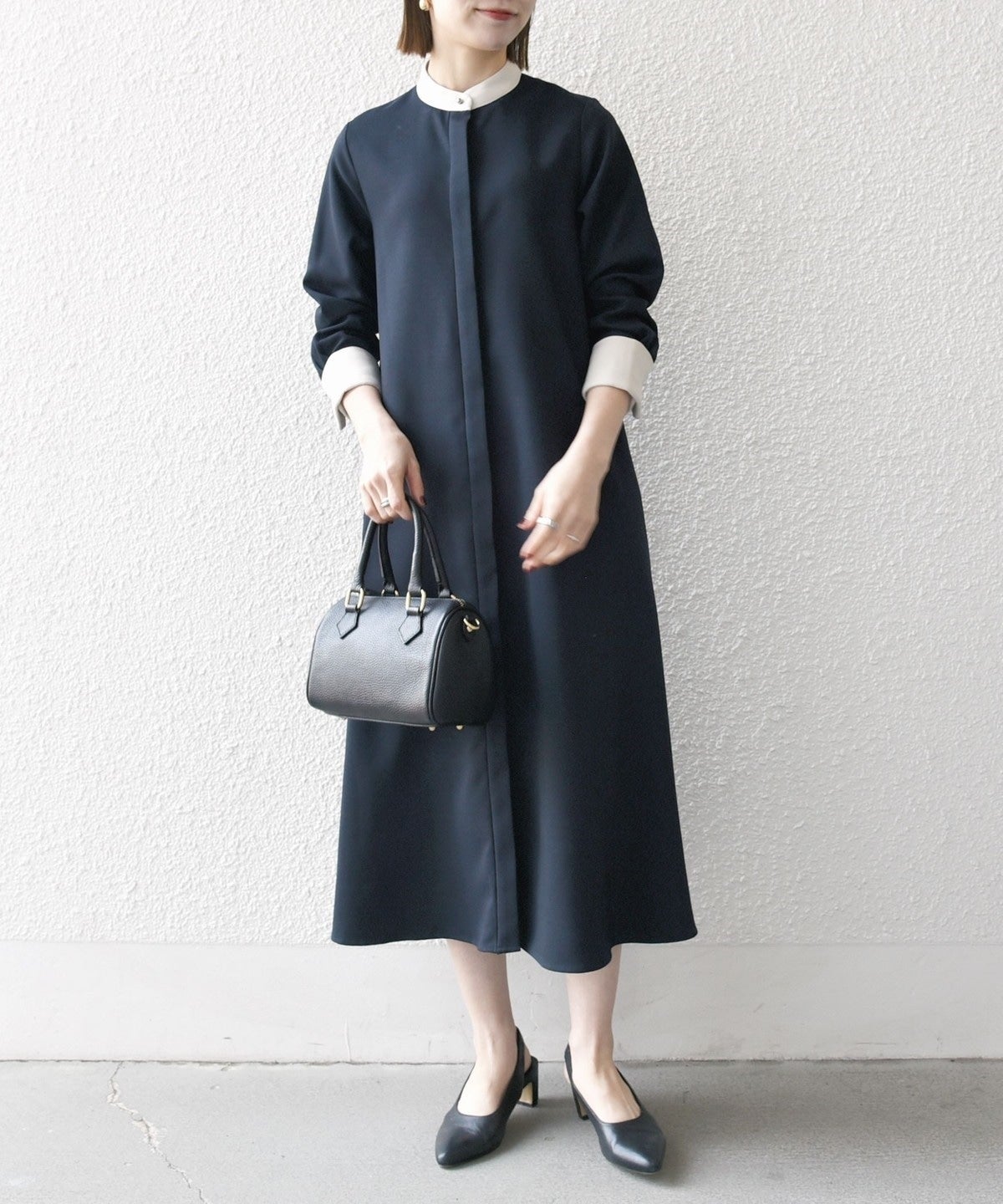 SHIPS any: ダブルクロス Aライン シャツワンピース［NAVY BLUE］