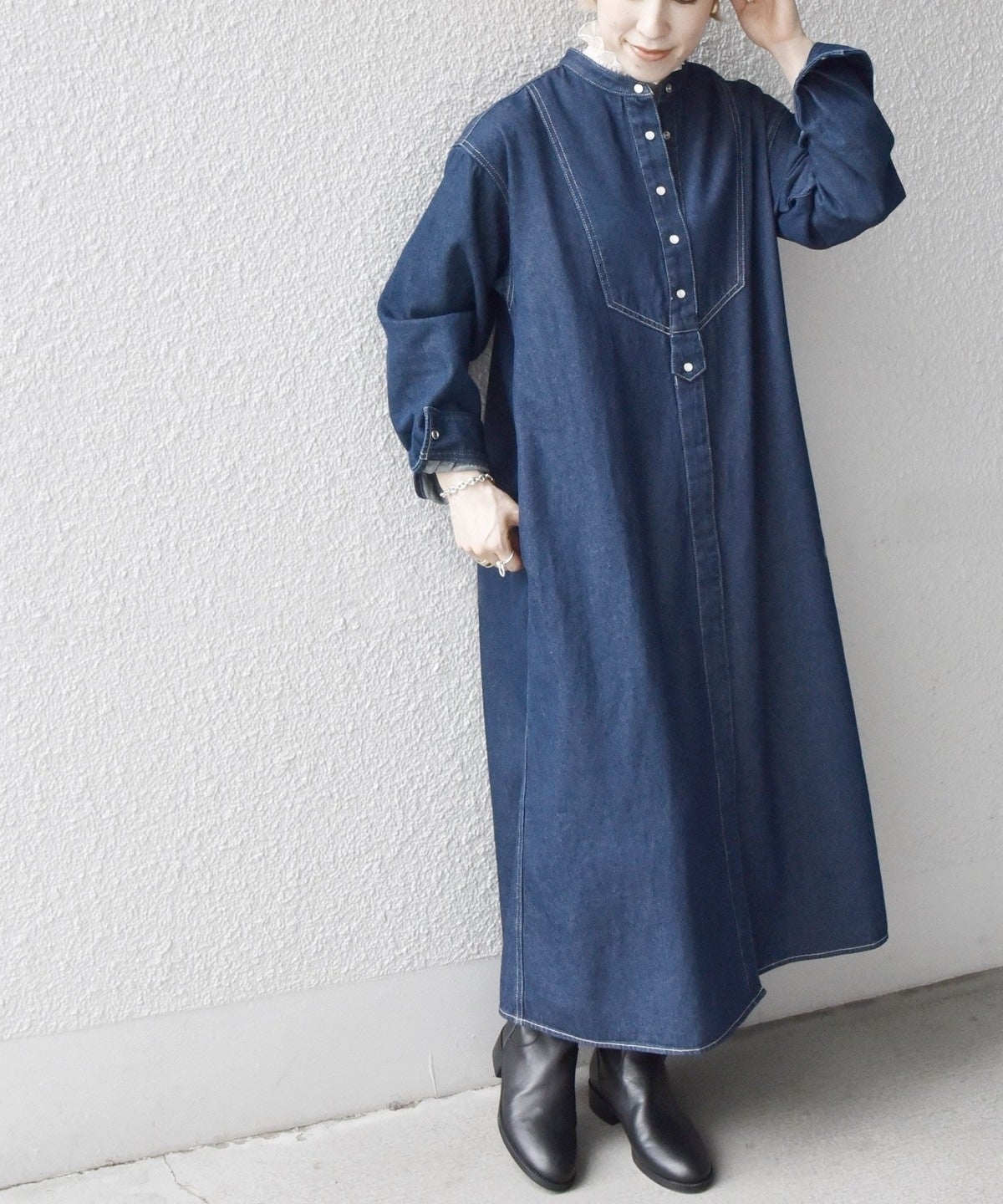 SHIPS any:〈ウォッシャブル〉デニム ブザム シャツ ワンピース［SHIPS any DENIM］