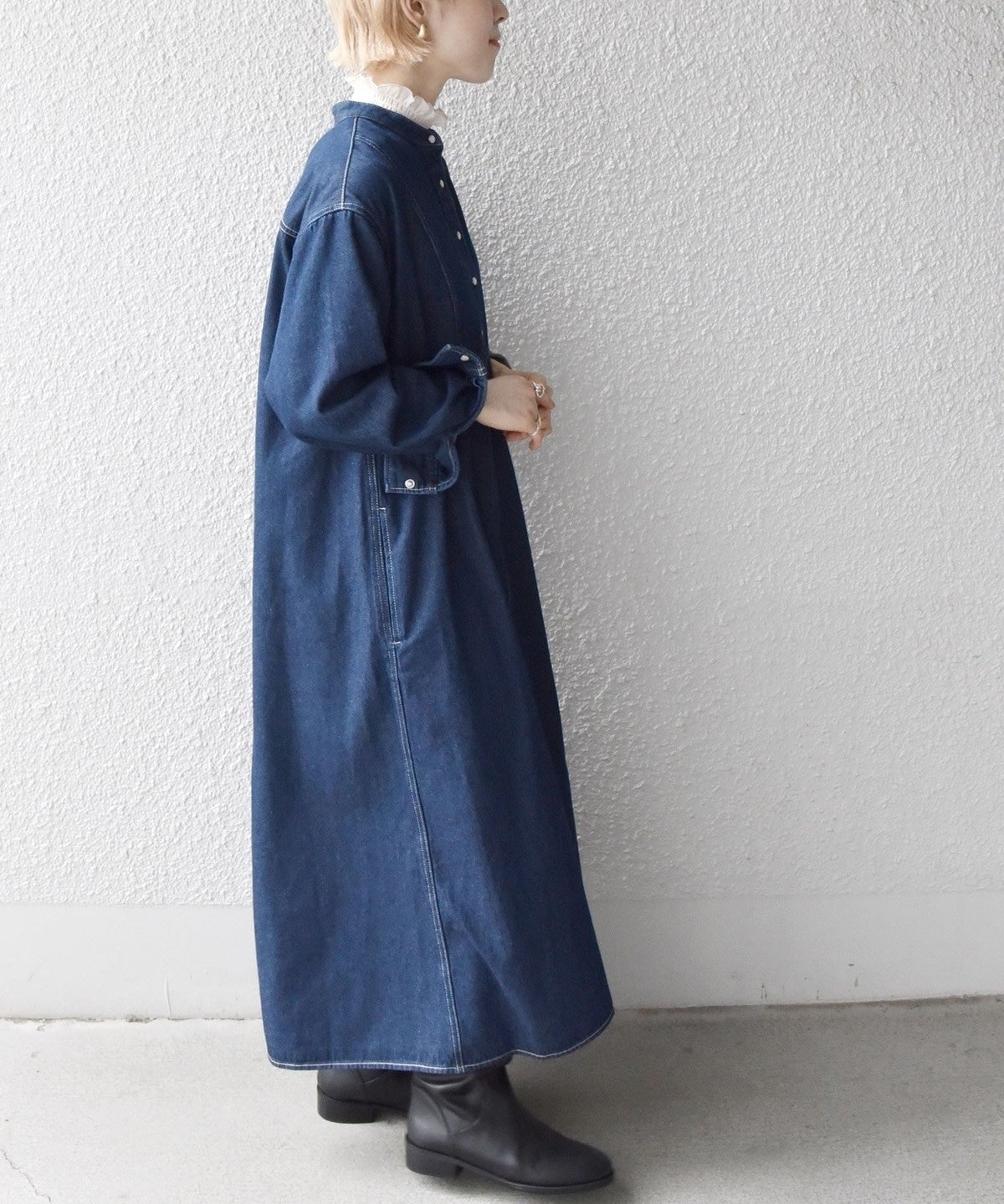 SHIPS any:〈ウォッシャブル〉デニム ブザム シャツ ワンピース［SHIPS any DENIM］