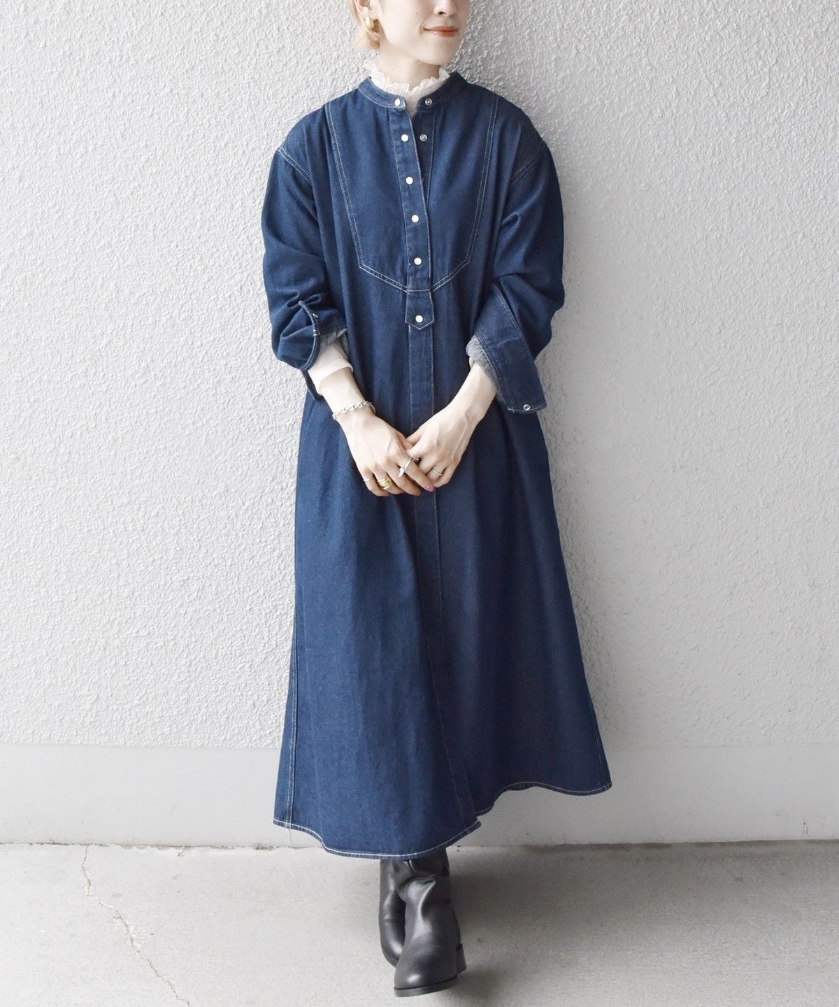 SHIPS any:〈ウォッシャブル〉デニム ブザム シャツ ワンピース［SHIPS any DENIM］