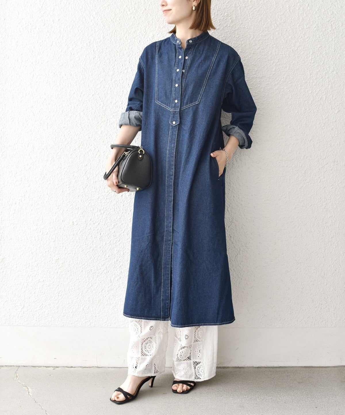 SHIPS any:〈ウォッシャブル〉デニム ブザム シャツ ワンピース［SHIPS any DENIM］
