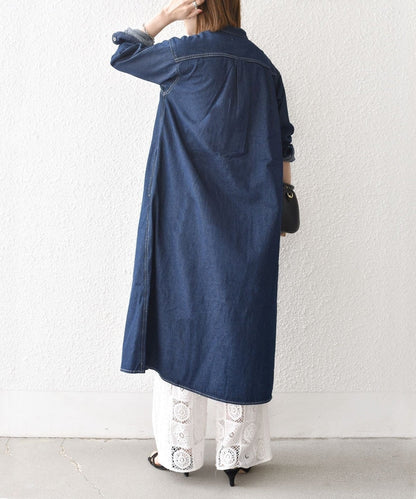 SHIPS any:〈ウォッシャブル〉デニム ブザム シャツ ワンピース［SHIPS any DENIM］