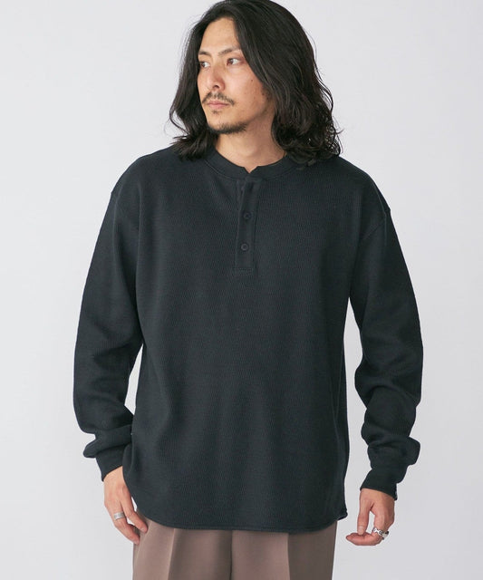 【SHIPS別注】THYARD:  ヘンリーネック サーマル 長袖 カットソー