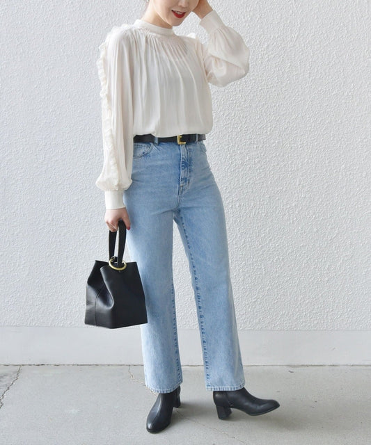 〈手洗い可能〉割繊 フリル デザイン ブラウス 24SS