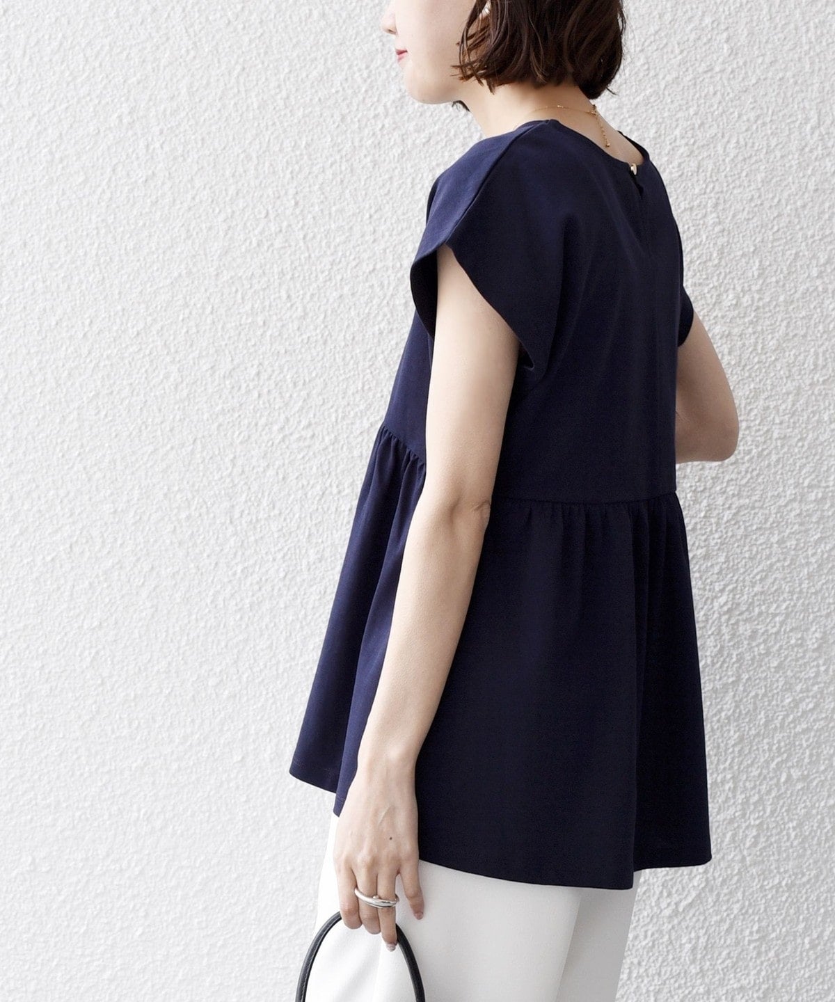 〈洗濯機可能〉コットン 天竺 ウエスト 切替 ギャザー プルオーバー