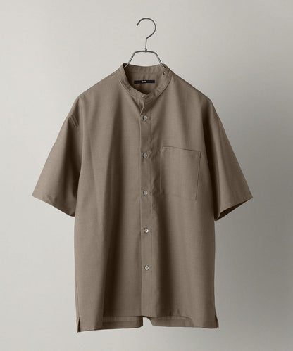 SHIPS:〈ウォッシャブル〉ウール×SOLOTEX(R) リラックスフィット バンドカラーシャツ S/S