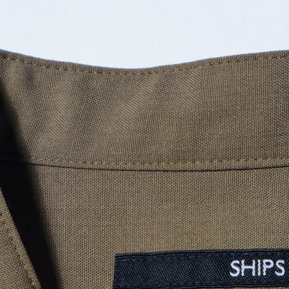 SHIPS:〈ウォッシャブル〉ウール×SOLOTEX(R) リラックスフィット バンドカラーシャツ S/S