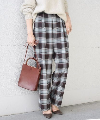 〈手洗い可能〉ウールチェックパンツ