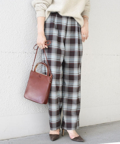 〈手洗い可能〉ウールチェックパンツ