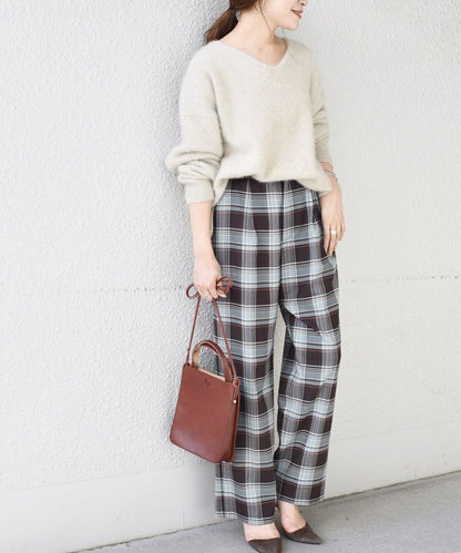 〈手洗い可能〉ウールチェックパンツ