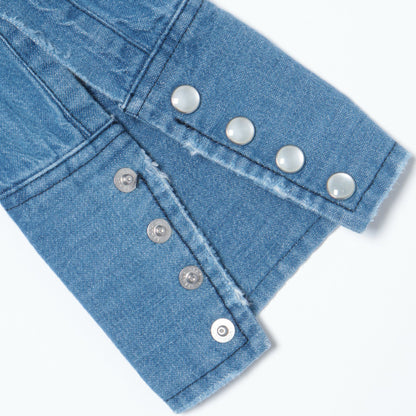 【SHIPS別注】Wrangler: ノーカラーデニムシャツワンピース