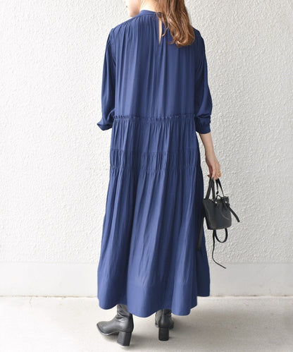 〈手洗い可能〉ソリッドカッセンギャザーワンピース