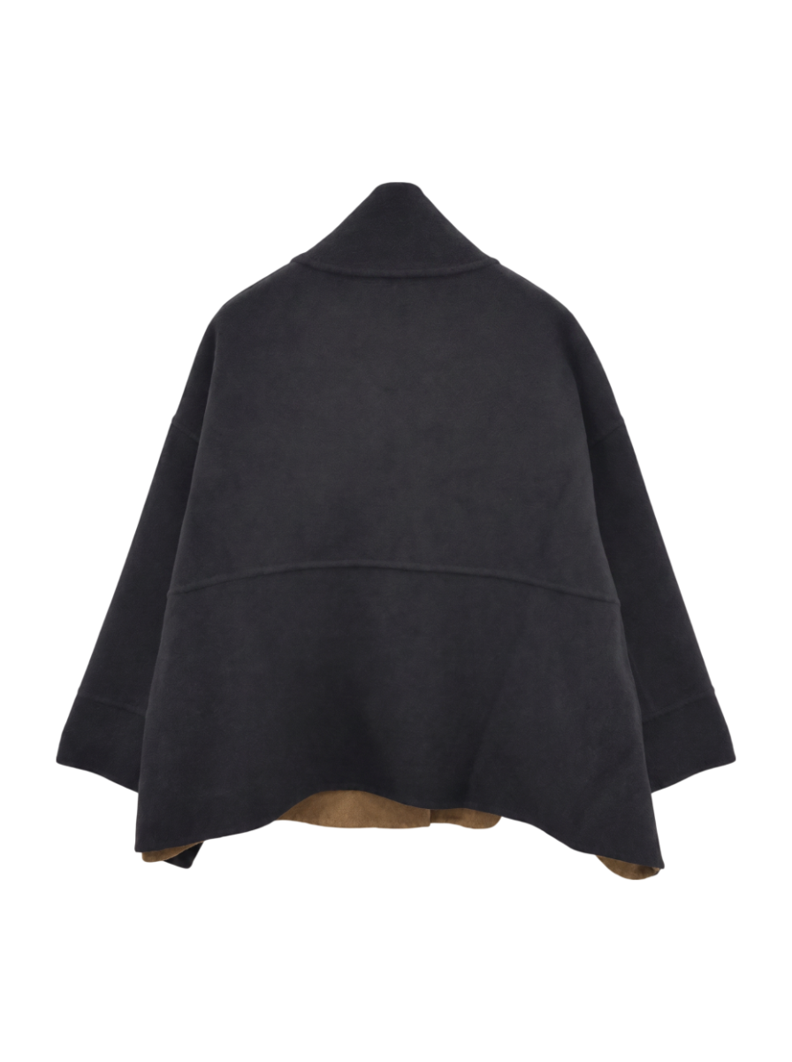 SHIPS any: リバー スタンドカラー ポンチョ ショート コート