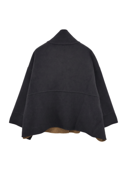 SHIPS any: リバー スタンドカラー ポンチョ ショート コート