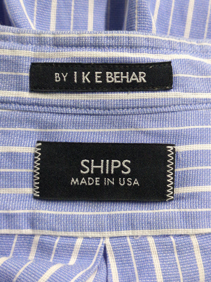 SHIPS×IKE BEHAR アメリカ製 ストライプ カラミ バンドカラー シャツ