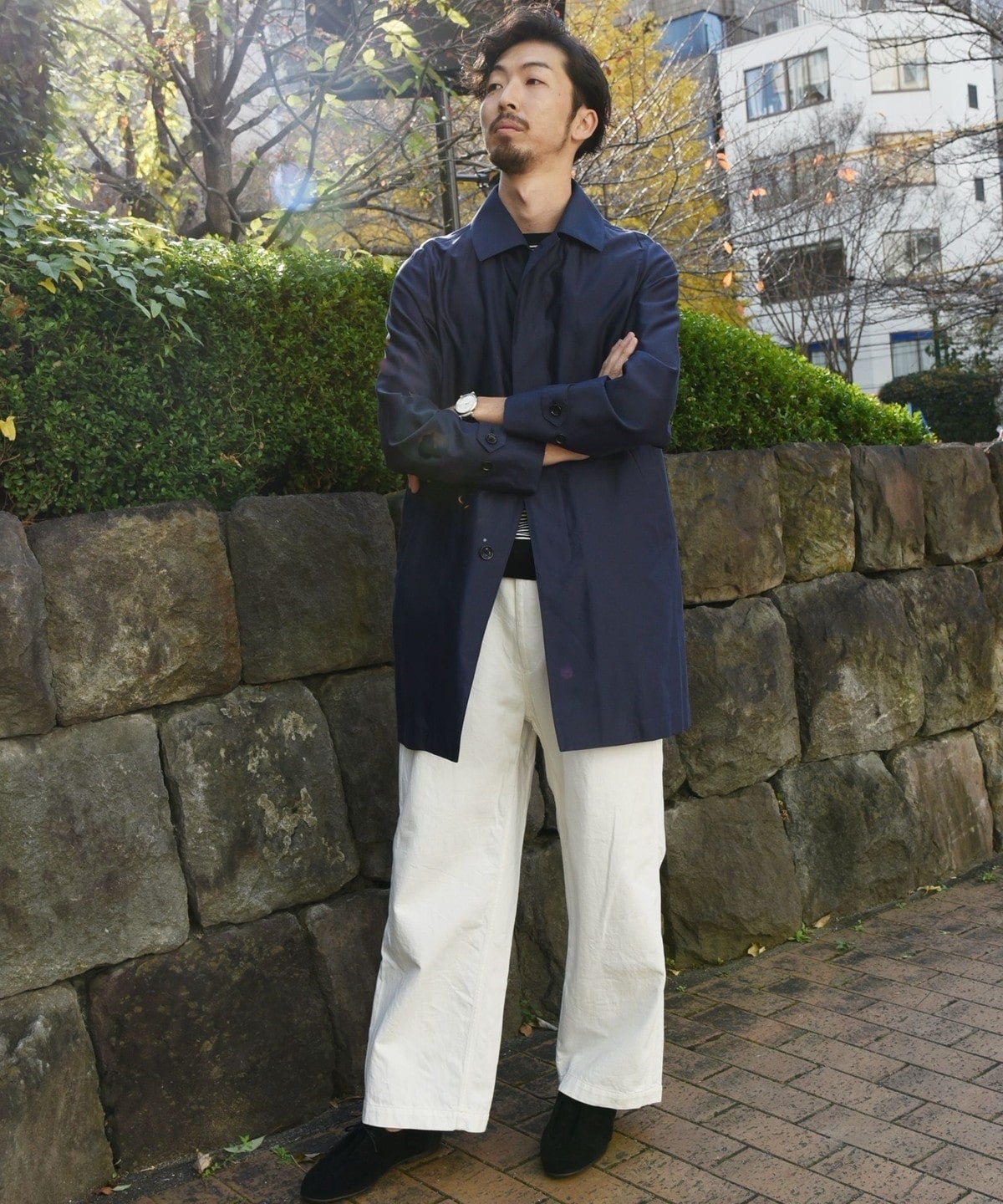 SHIPS: ロロピアーナ社製生地 【RAIN SYSTEM】コットン ステンカラーコート