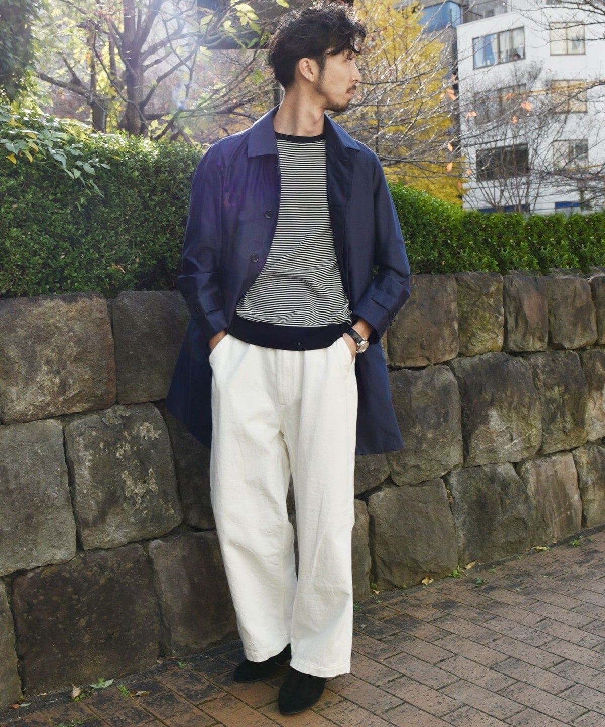 SHIPS: ロロピアーナ社製生地 【RAIN SYSTEM】コットン ステンカラーコート