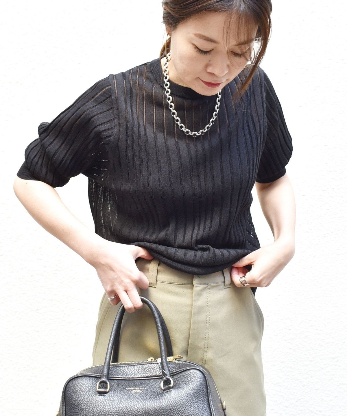 〈手洗い可能〉 ペーパーポリ シアー クルーネック プルオーバー