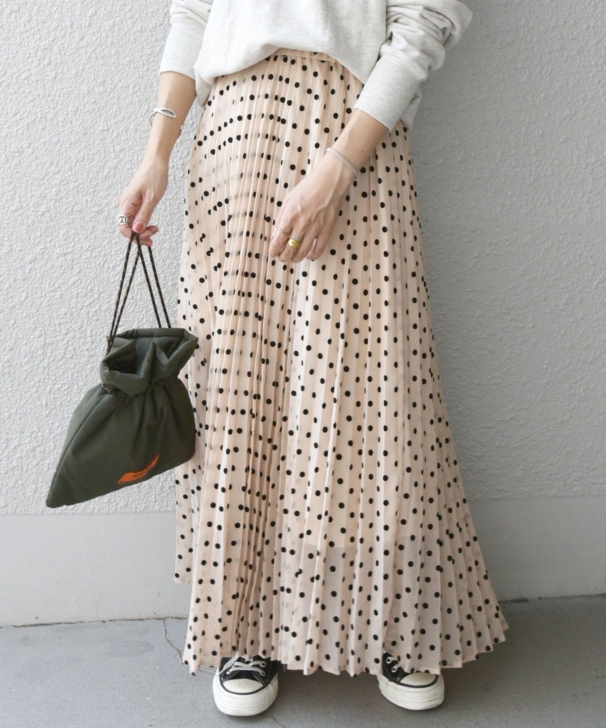 SHIPS any: フロッキー ドット ロング プリーツ スカート