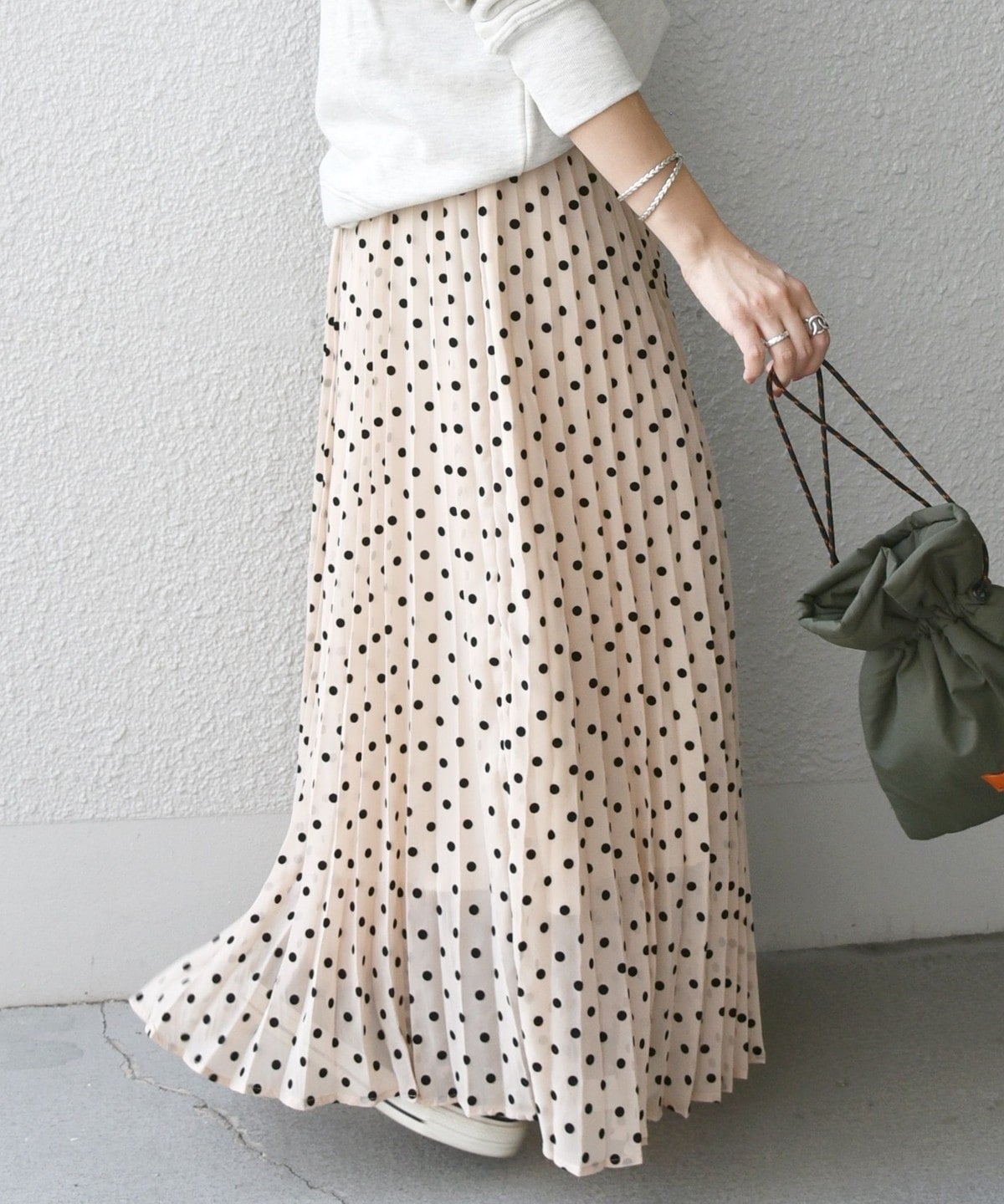 SHIPS any: フロッキー ドット ロング プリーツ スカート