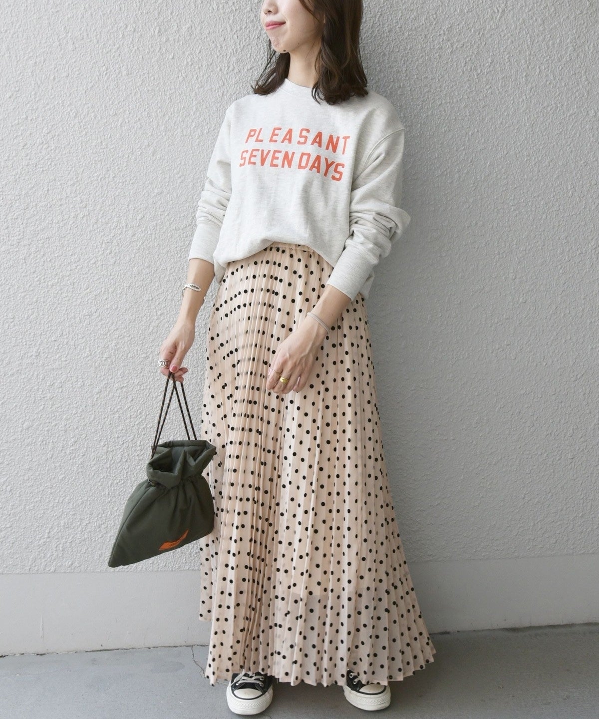 SHIPS any: フロッキー ドット ロング プリーツ スカート