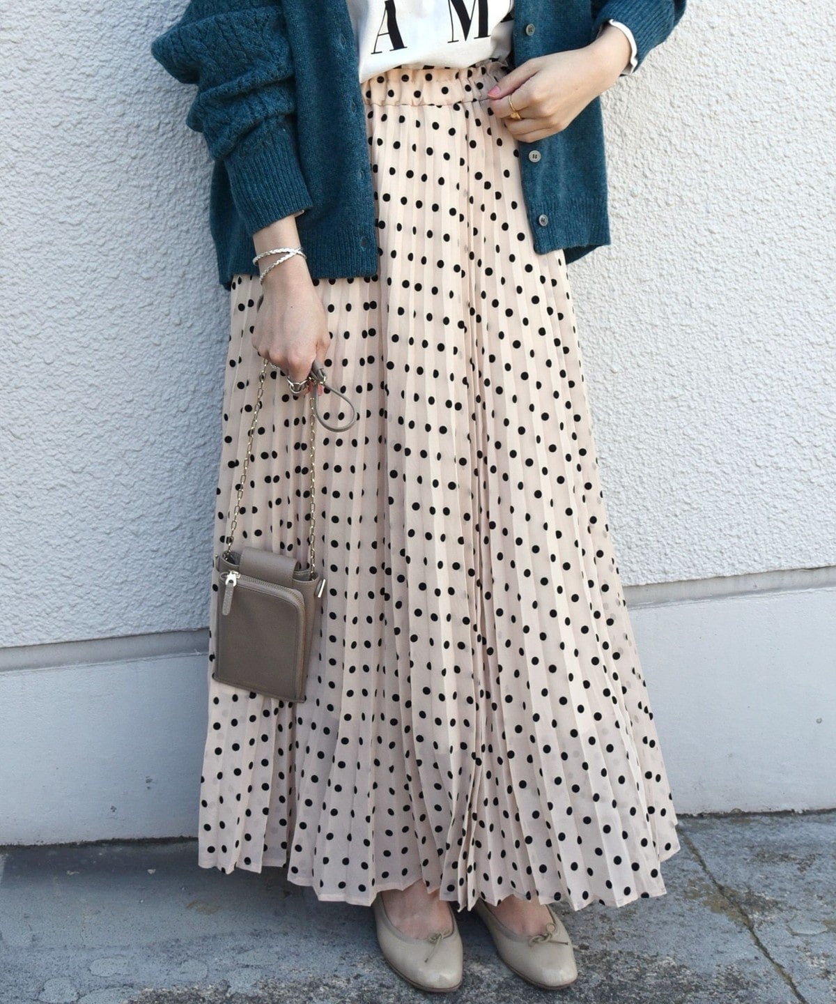 SHIPS any: フロッキー ドット ロング プリーツ スカート