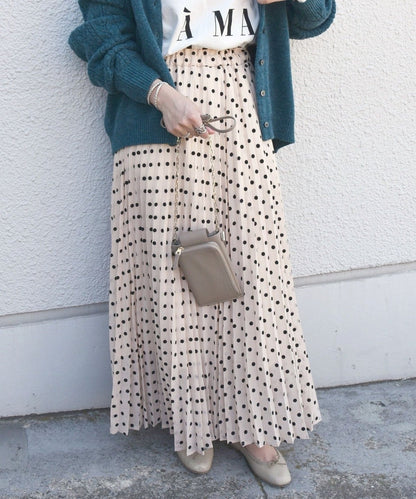 SHIPS any: フロッキー ドット ロング プリーツ スカート