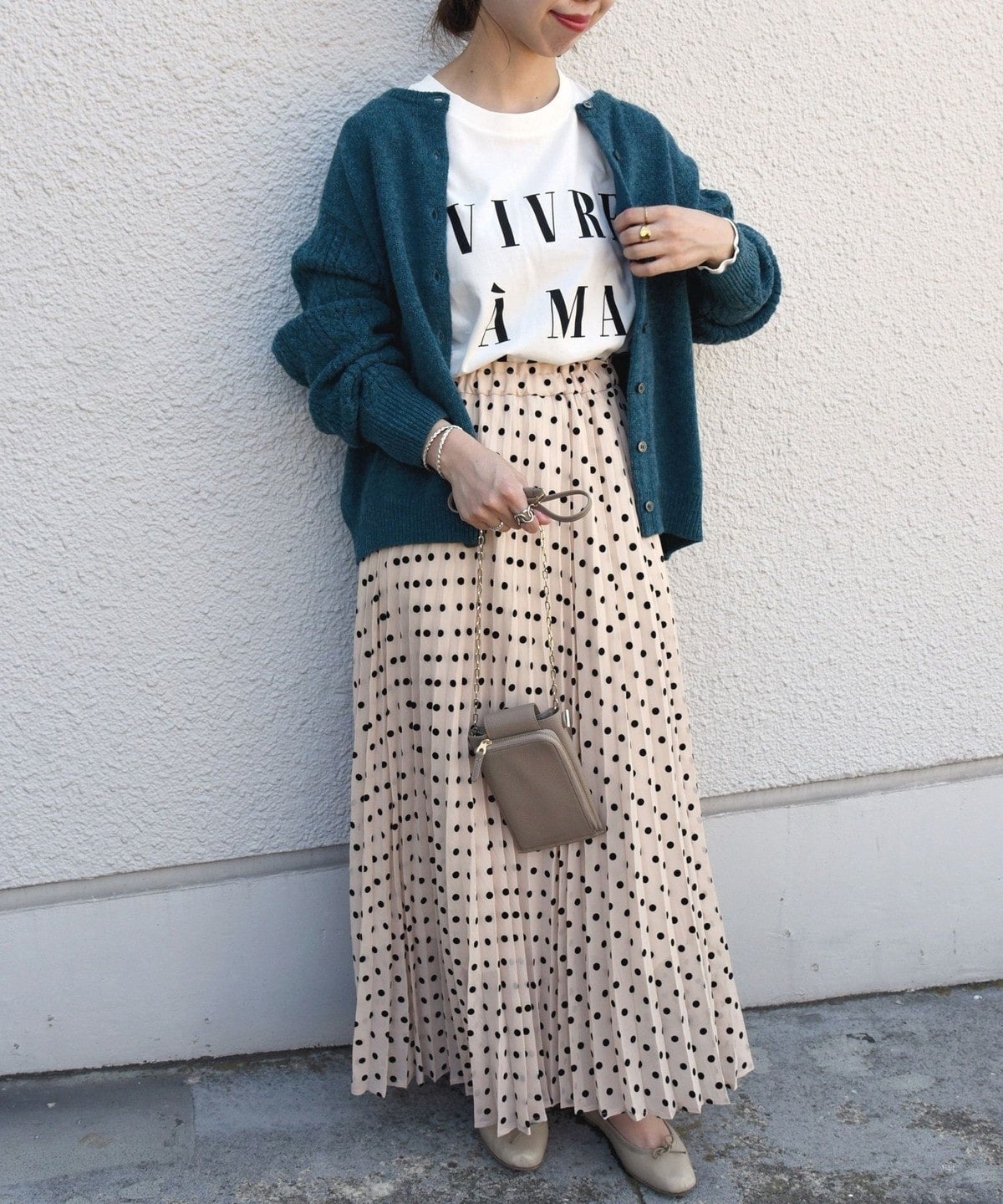 SHIPS any: フロッキー ドット ロング プリーツ スカート