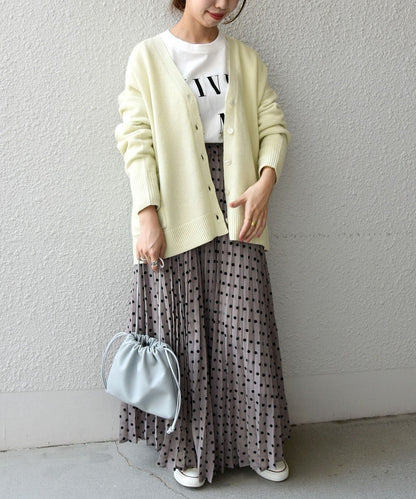 SHIPS any: フロッキー ドット ロング プリーツ スカート