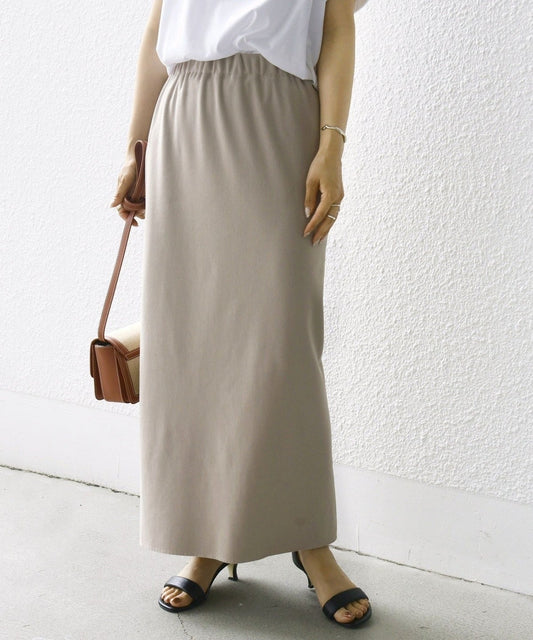 〈手洗い可能〉ECO BLUE(R) リブ ジャージー 2WAY ストレッチ スカート
