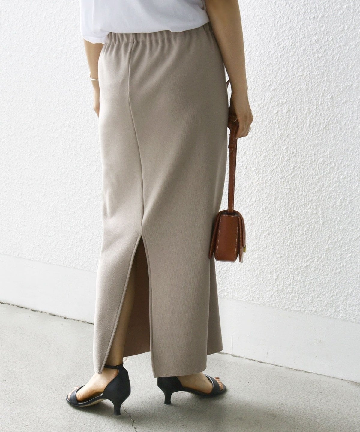 〈手洗い可能〉ECO BLUE(R) リブ ジャージー 2WAY ストレッチ スカート