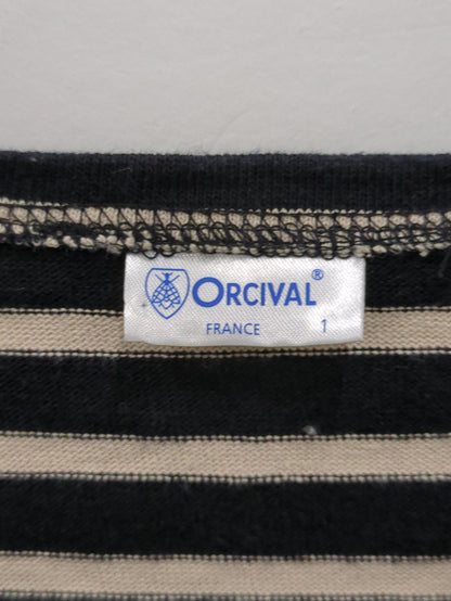 ORCIVAL:Vネックボーダーバスクシャツ