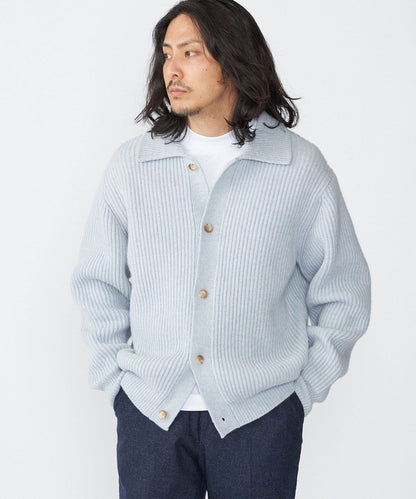 SHIPS: SOLOTEX(R) 畔編み ポロ ニット カーディガン